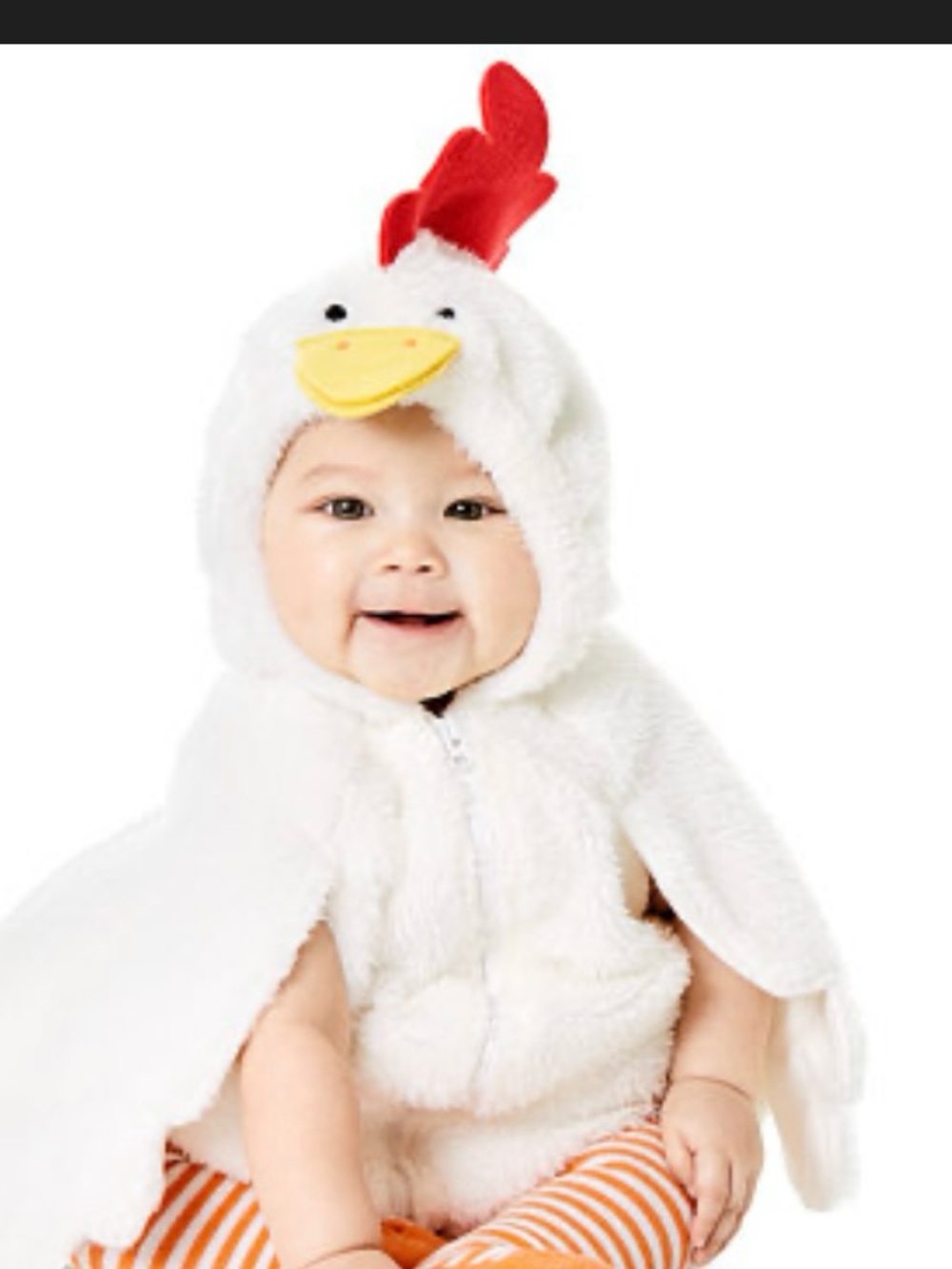 Carter's White chicken Hooded Costume with Red Comb and Yellow Beak & pants